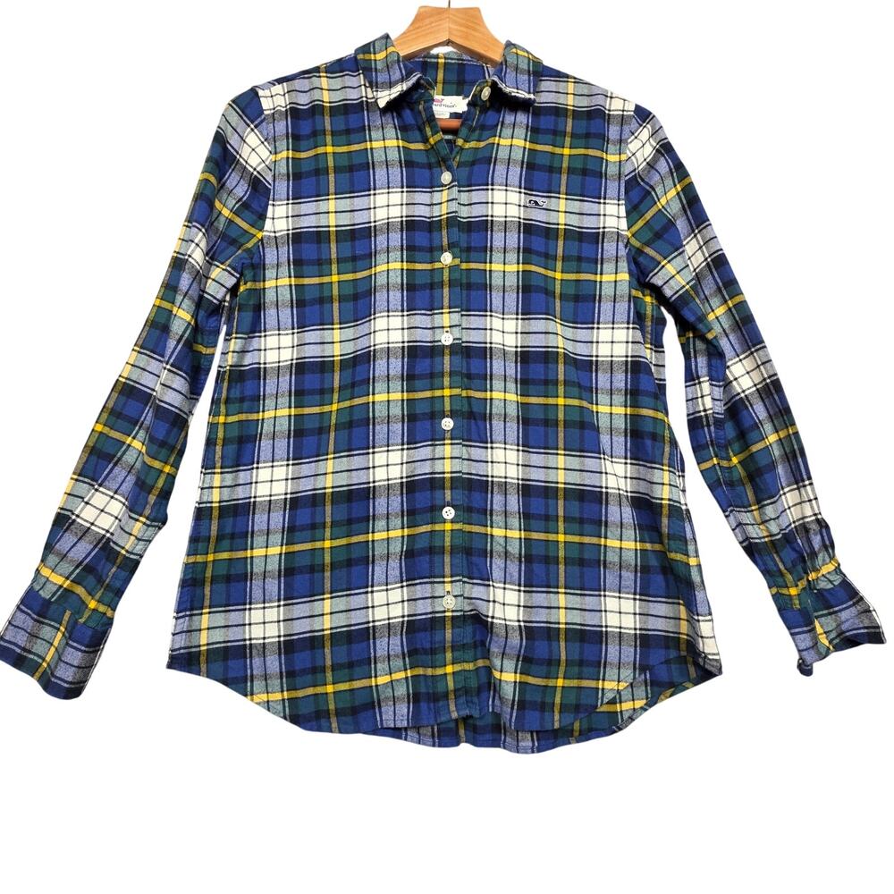 Women's Vineyard Vines Plaid Relaxed Fit Button Up Flannel Shirt Size 0